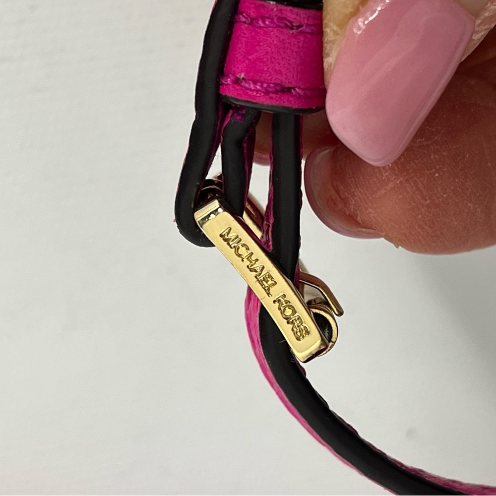 Michael Kors Small Hot Pink & Gold Leather Crossbody Purse - Picture 7 of 10